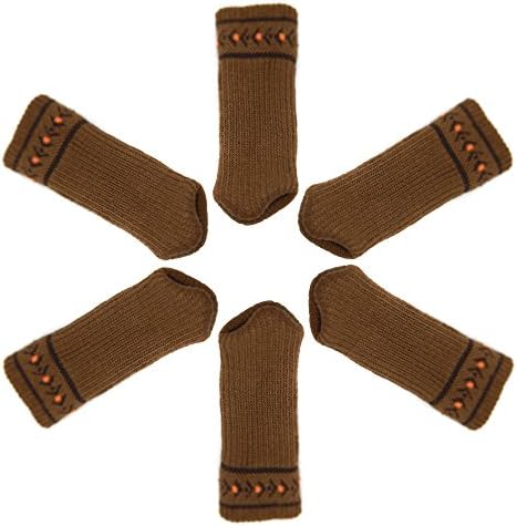 Passionier 16-Pack Brown Furniture Socks, Knitted Chair Leg Protectors, Non Slip Strips Inside Chair Leg Floor Protectors,Anti Skid Chair Socks for Hardwood Floors