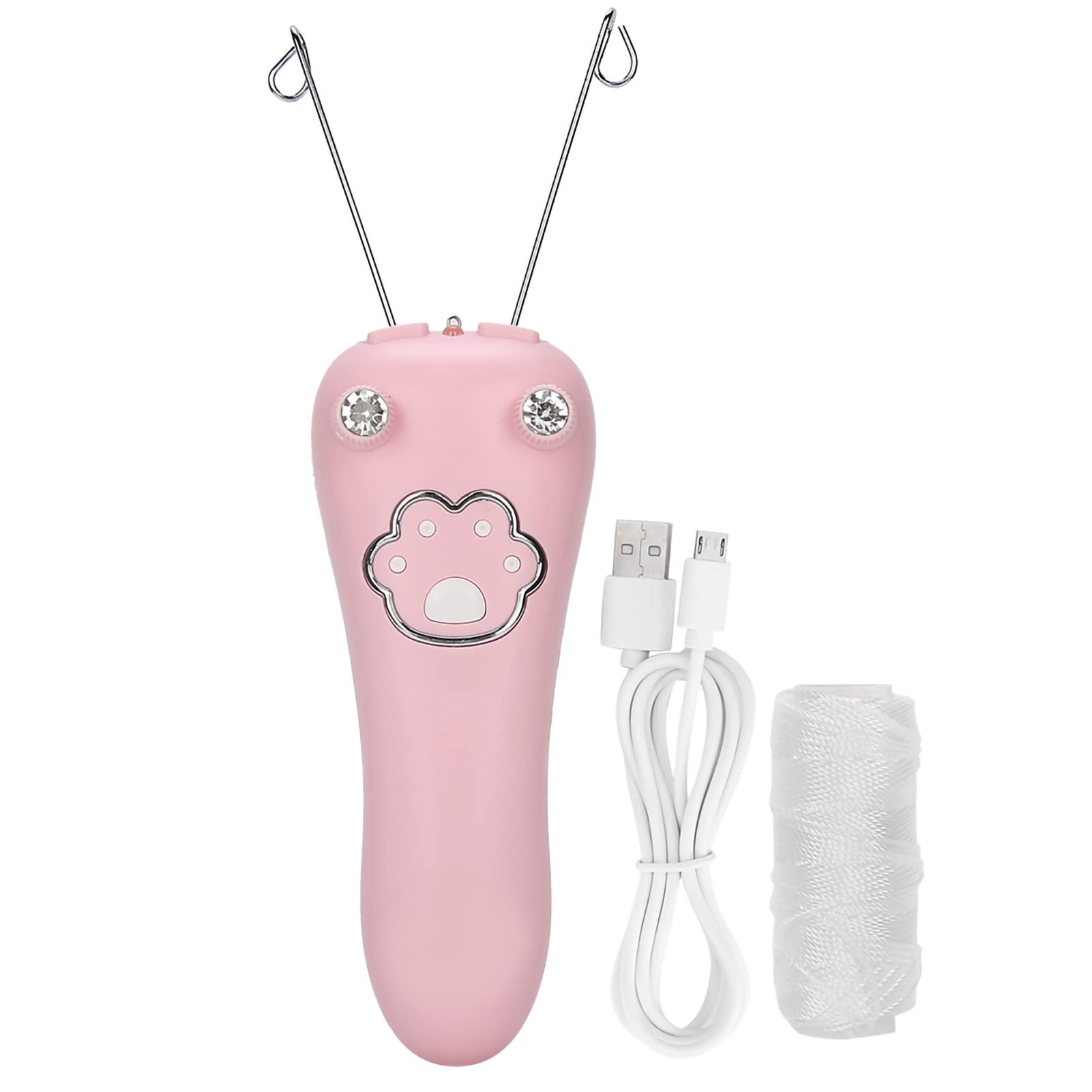 Kuuleyn Electric Women's Facial & Body Hair Remover, Cotton Thread Epilator, Pink, Water Resistant, Includes Epilator, USB Cable, Instruction Manual, Roll Cotton Thread