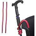 Swantú Walking Stick Holder Foldable Cane Holder Crutches Flexible Hook Bendable Grabber Hanger for Crutch and Wheelchair Users (2, Red)