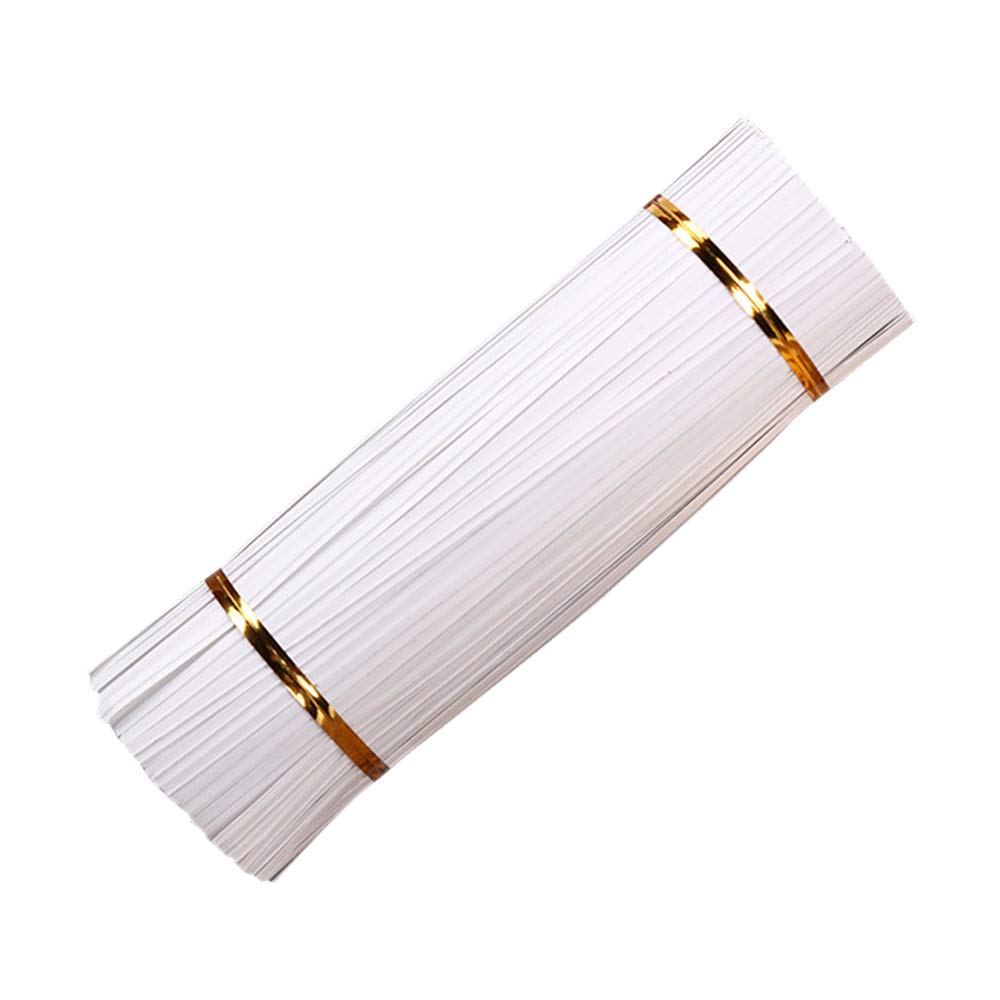 YOFASEN Kraft Paper Twist Ties - Wire Tie Bag Ties for Food & Freezer Bags Cookie Gift Floral Bag Sealing Ties, White, 15cmx4mm