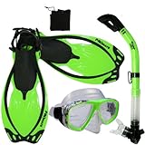 PROMATE Snorkeling Scuba Dive Mask Fins DRY Snorkel Gear Set