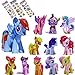 My Little Pony Set 12 pcs Toys | PVC Mini Figure Collection Playset | Kids Decor Cupcake Topper + Pony Stickers | By ToysOuletUSA