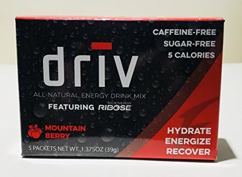 driv Cellular Energy Powder + Ribose + Electrolytes Drink Mix, Mountain Berry, 5-Count โฆ