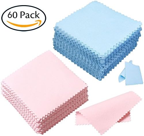 CitihomyJewelry Cleaning Cloth for All Metals Silver and Gold Brass 60 Bulk Large Sterling Silver Polishing Cloth for Silverware Jewelry Platinum Blue Pink