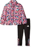 adidas Little Girls' Toddler Wind Jacket and Pant Set, Mosaic, 4T