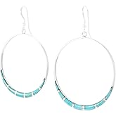 Turquoise Earrings 925 Sterling Silver & Genuine Gemstones (Choose Color)