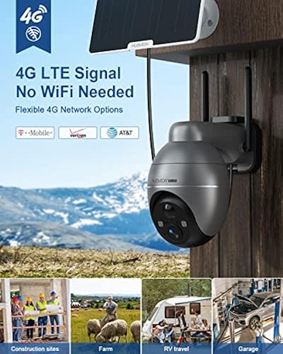 MUBVIEW 4G LTE Cellular Security Camera Wireless Outdoor, Solar Camera  Without WiFi Needed 2K Color Night Visi
