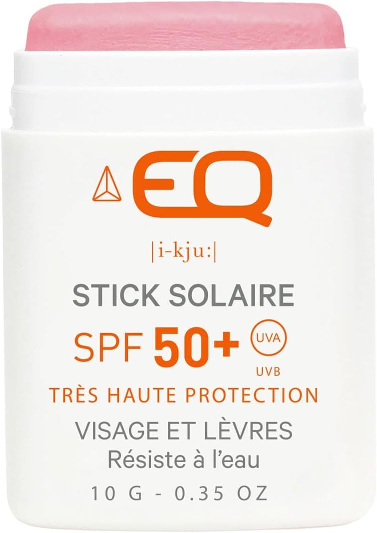 EQ | Mineral Sunscreen Stick SPF50+ for Face & Lips - Natural, Eco-Friendly Sun Cream - SPF 50 Stick Ideal for Surfing, Skiing - Waterproof - 10g Strawberry - Designed for Athletes - Made in France