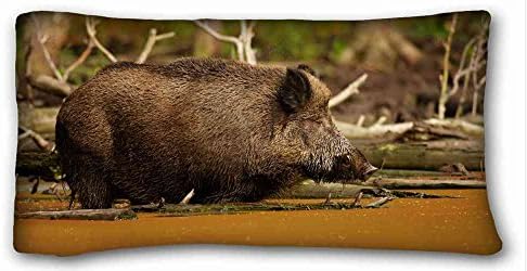 Generic Personalized ( Animals wild boar veprs water ) DIY Pillow Cover Size 20"X36" suitable for King-bed PC-Purple-18203