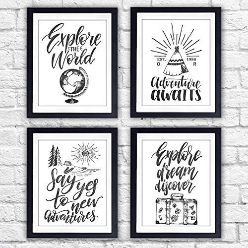 Travel Quotes Wall Art Prints (Set of 4) Unframed 8x10s