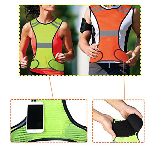 AUOON Reflective Night Running Vest with Adjustable Strap & Breathable Holes, Ultrathin Lightweight Safety Vest with 360° High Visibility for Running, Jogging, Cycling, Hiking, Walking, Red - Thumbnail 4