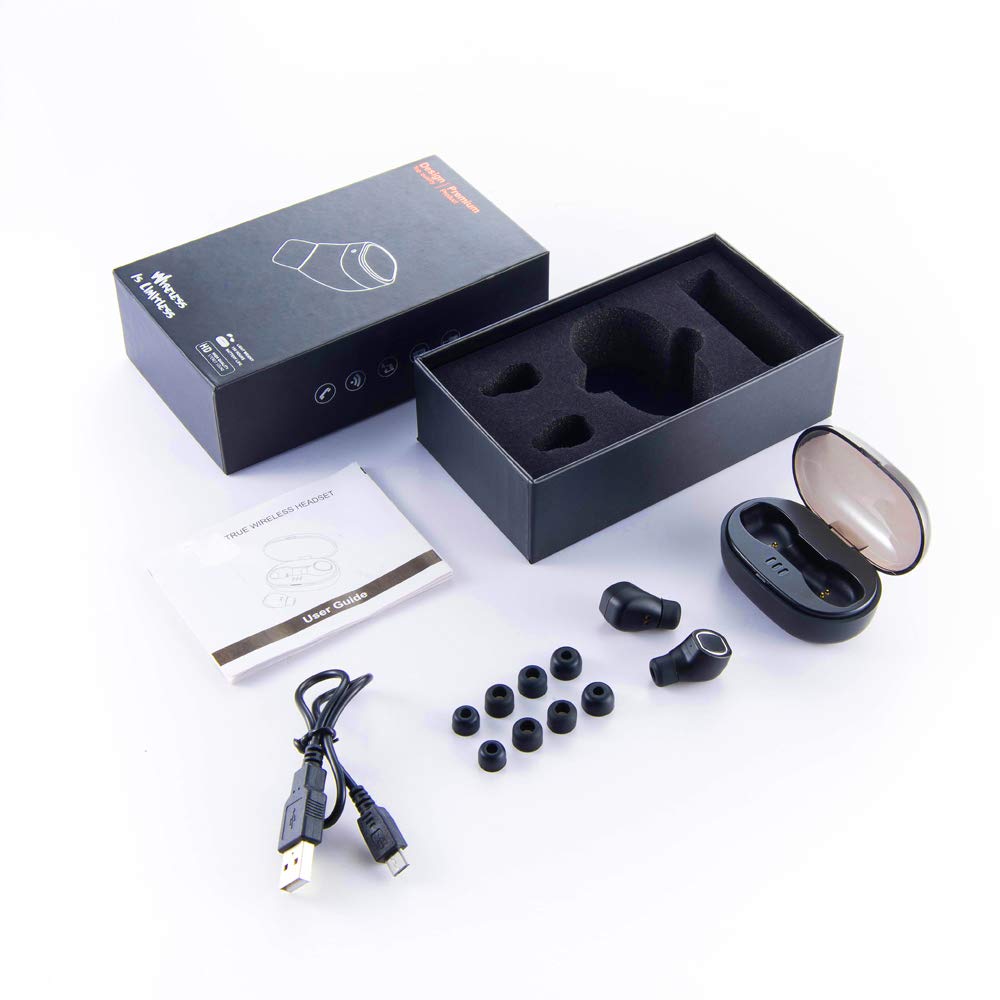 Bluetooth Kopfhörer in Ear - Bluetooth Headset V5.0 Stereo-Minikopfhörer Ohrhörer Bluetooth Kabellos IPX6 Wasserdicht True Wireless Earbuds mit Ladekästchen und Integriertem Mikrofon, von Ruicer