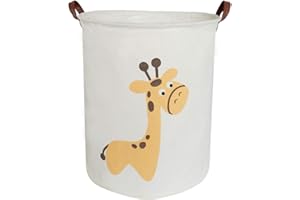 BOOHIT Storage Baskets,Canvas Fabric Laundry Hamper-Collapsible Storage Bin with Handles,Toy Organizer Bin for Kid's Room,Office,Nursery Hamper, Home Decor (giraffe)