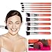ACEVIVI Professional 10pcs Premium Synthetic Kabuki Makeup Brush Set Foundation Blending Cosmetic Brushes Essential Kit Pink + Silver