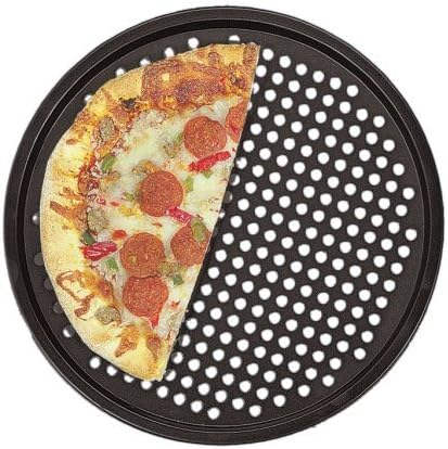 Pizza Tray Pan Baking Platters Shallow Dish Non-Stick Black Aluminum Alloy,12",with Holes