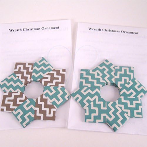 Blue Gray Christmas Origami Wreath Ornament set