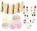 Bridal Shower Decorations Pink Gold Cream Glitter Gold Paper Tassel Garland Polka Dot Tissue Poms for Girl Prince Birthday Party Decorations Pink Gold First Birthday Party Decor