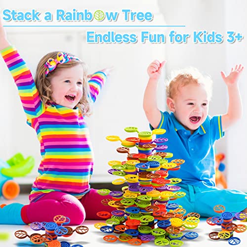 StackaRainbowTree Plastic Stacking Blocks 70 Piece, Balance Game