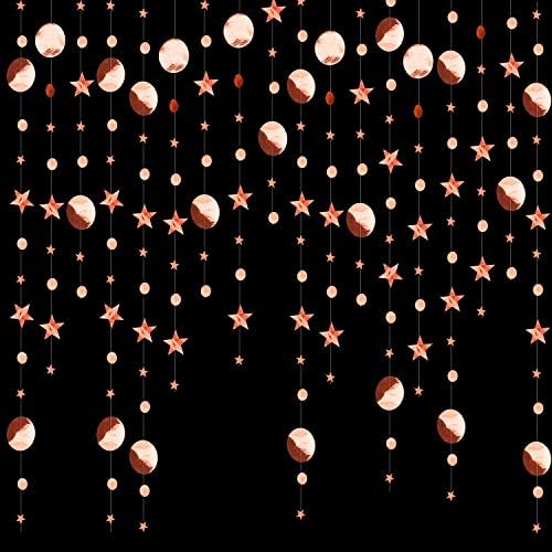 7ピース ローズゴールドサークルドットガーランド 反射星ガーランド ペーパーサークルバナー ベビーシャワー 吊り下げデコレーション 即日出荷 ウェディング 誕生日パーティー