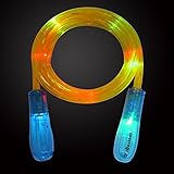 IBOSTOM Jump Rope for Kids - Light Up Jump Rope Flashing Color Change Led Glow in The Dark Skipping Rope Colorful Light Fun Toy with Gift Box (Blue Handle)