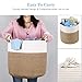 Magicfly Nursery Storage Basket, 15 X 15 X 14 Inch Woven Storage Baskets for Toys, Laundry, and Baby Blankets, Cotton Rope Baskets Large Baby Organizer, Beige & White