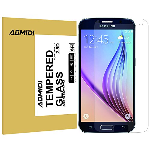 Galaxy S6 Screen Protector, AOMIDI Tempered Glass Screen Protector for Samsung Galaxy S6, 0.3MM Thickness, 2.5D Round Edge, High Definition, 9H Hardness (CLEAR, 1 Pack)