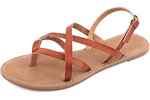 HUAYUANWELL Women's Gladiator Flat Sandals Fisherman Strappy Sandals Ankle Strap Sandals