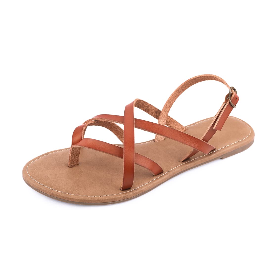 Photo 1 of Women's Gladiator Flat Sandals Fisherman Strappy Sandals Ankle Strap Sandals (10, Brown)
