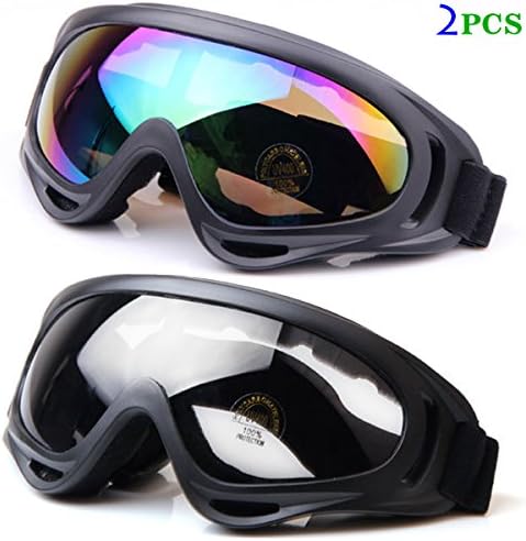 Ski Goggles Snowboard Adjustable UV Protective Motorcycle Riding Goggles for Men, Women &amp; Youth, With UV 400 Protection, Wind Resistance, Anti-Glare Lenses (Multicolor and Clear) …