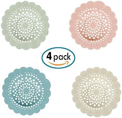 Yihui Shower Drain Hair Catcher Hair Stopper, Flower Shaped Rubber Drain Protector Hair Strainer Snare for Kitchen and Bathtub-4 Pack in Assorted Colors