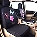 CAR PASS Universal Fabric Car Seat Covers, Print Pink Flower and Butterfly Seat Covers Full Set with Airbag Compatible, Fit Sedans,Cars,Vans,Suitable for Women & Girly (Black and Pink)