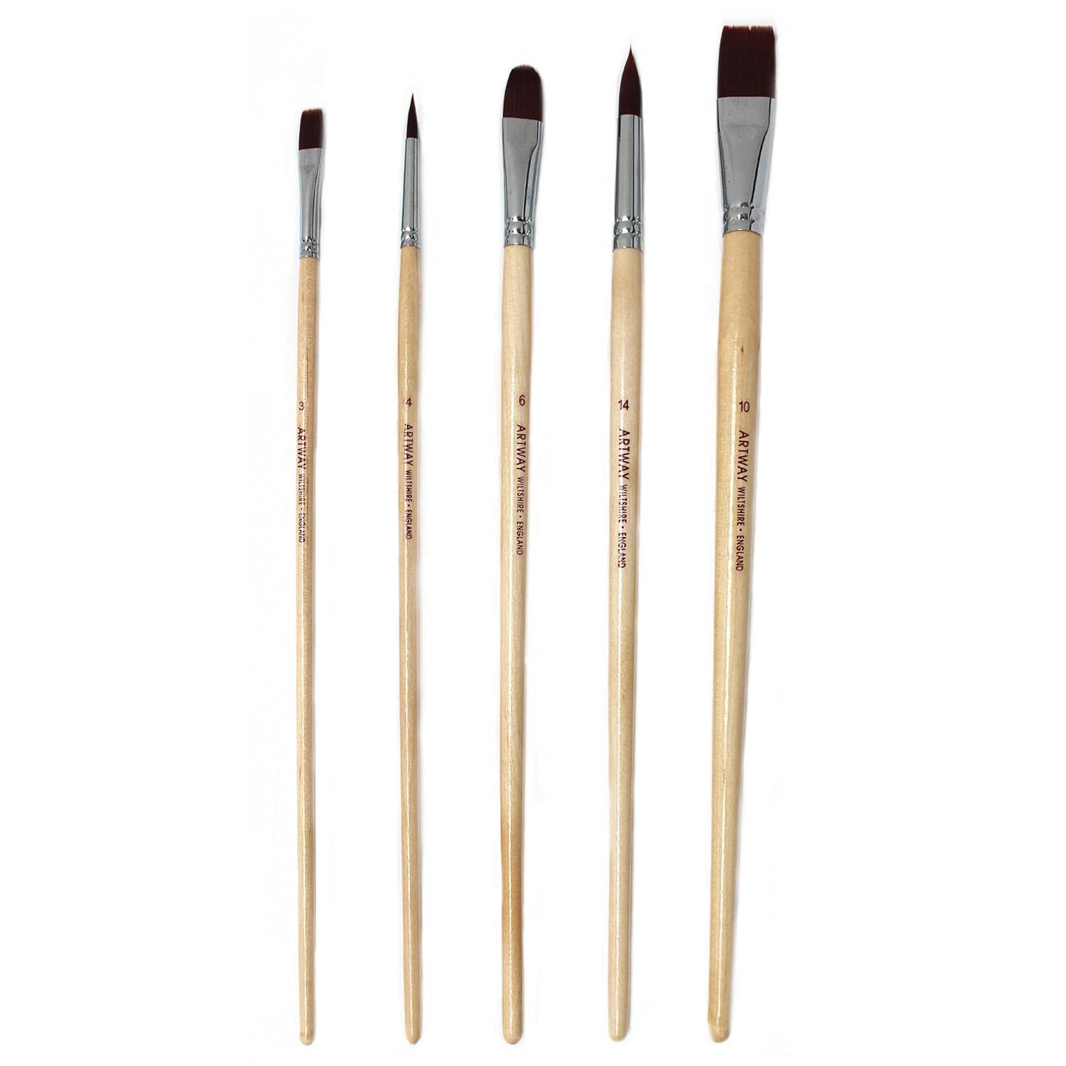 Artway Long Handle Synthetic Artist Paintbrush Set (5pc Mixed)