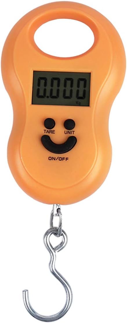 Mengshen Travel Digital Luggage Scale Crane Suitcase Weighting Scale Steelyard 110lb /50kg Mini Portable Travel Hanging Hook Scale Backlit LCD Display for Home Farm Factory Hunting Outdoor Orange