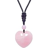 EDEN'S CALL Handcarved Crystal Stone Heart Pendant Necklace for Women Love Healing Quartz Pendant with Adjustable Cord