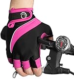 GearTOP Cycling Gloves - Half Finger Light Pad Protection For Riding Weightlifting Cycling And More - Women and Men Sporting Glove (Pink/Black, Medium)