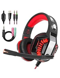 Beexcellent Gaming Headset for PS4 Xbox One PC, 2019 Upgraded Over Ear PS4 Headset with Stereo Surround Sound, LED Light, Noise-Isolation Microphone for Mac Laptop