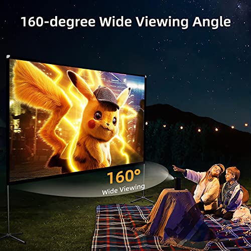 Portable Projector Screen with Stand Outdoor: Camping Projection Screen 80 inch 4K Movie Screen for Home Backyard Indoor 16:9 HD Night