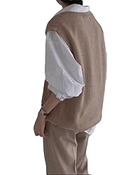 Women's V Neck Sweater Vest Oversized Sleeveless