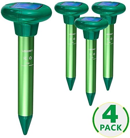LOMEREY 4 Pack Mole Repellent Solar Gopher Repellent Vole Repellent Rodent Repellent Ultrasonic Mice Repellent Ultrasonic Pest Repeller Rat Repellent Pest Control Products