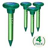 LOMEREY 4 Pack Sonic Mole Repellent Solar Powered Gopher Repellent Ultrasonic Mole Spike Vole Chaser Groundhog Deterrent Rodent Repellant Ultrasonic Pest Control Products for Lawn Garden Yard