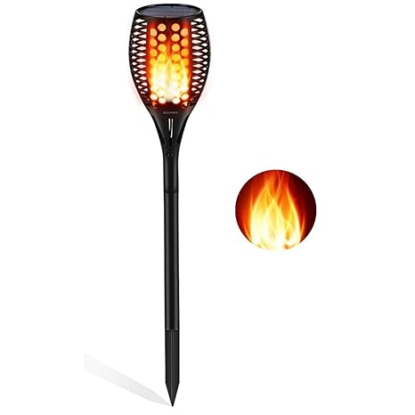 Happy2Buy LED Solar Flickering Flame Torch Light, Mashal with Light Sensor, 96 LEDs Romantic Flickering Torch for Garden Lawn, Decoration Wall lamp, Camping, Path Lighting Etc. (1)