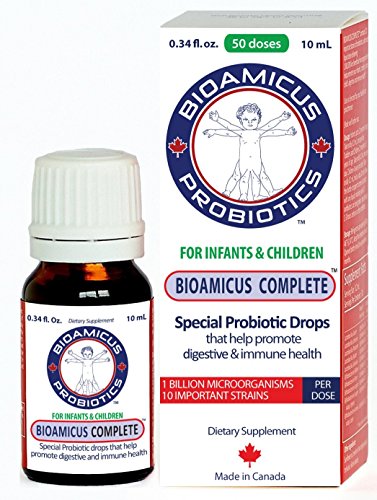 BIOAMICUS Complete Probiotic Drops for Infants & Toddlers. 10 Strains per dose.