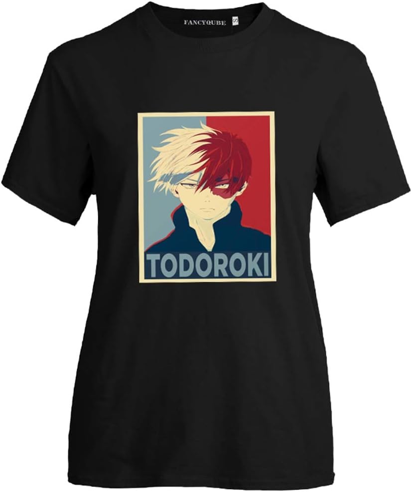 Women's Fashion My Hero Academia Anime T-Shirt Kacchan Todoroki Casual Short Sleeve Tops(M Black01)