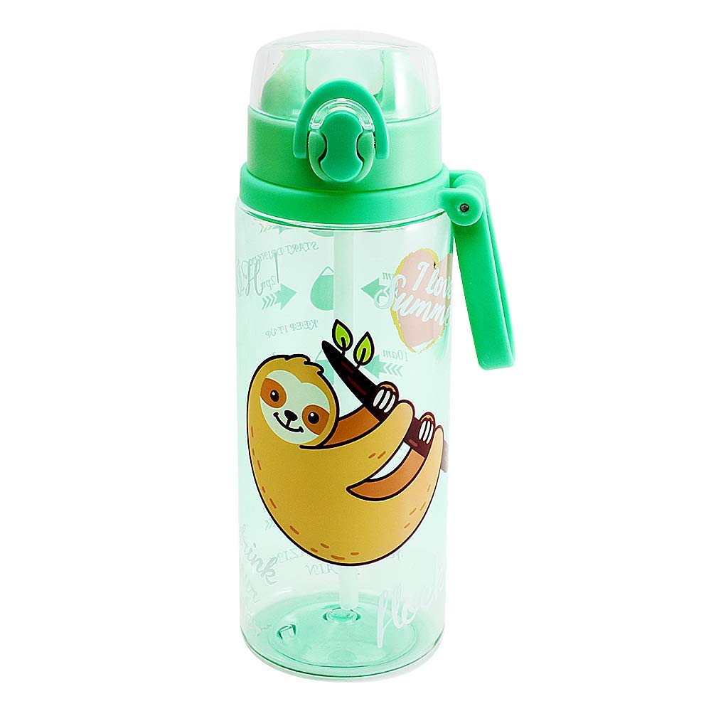 Home Tune Kids Water Drinking Bottle (680ml) - Tritan BPA Free, Wide Mouth, Auto Flip Cap, Secure Lock, Easy Open, Lightweight, Leak-Proof Time Marker Water Bottle For Girls & Boys - Sloth