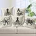 Monond HomeChoice Cotton Linen Sea Cretures Octopus in Black and White Durable Home Square Decorative Throw Pillow Cover Accent Cushion Cover Pillow Shell Bed Pillow Case 18 by 18 Inches (18