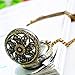 Tirio Bronze Skeleton Floral Quartz Pocket Watch Steampunk Watch Women Pendant Necklace and Gift Box