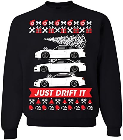 JUST DRIFT IT S-chassis Ugly Christmas Crewneck (Black)