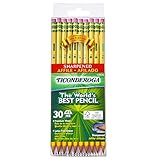 Ticonderoga Pencils, Wood-Cased Graphite #2 HB Soft, Pre-Sharpened, Yellow, 30-Pack (13830)