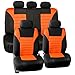 FH Group Automotive Car Seat Covers Full Set Premium 3D Air Mesh Front Seat Covers, Airbag Compatible & Split Bench Cover Universal Fit Interior Accessories for Cars Trucks and SUVs - Orange
