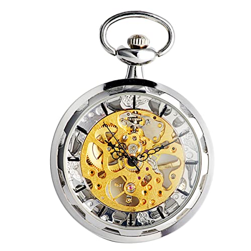 SIBOSUN Mechanical Pocket Watch for Men Pocket Watch with Chain Steampunk Skeleton Antique Men Women Pocket Watches